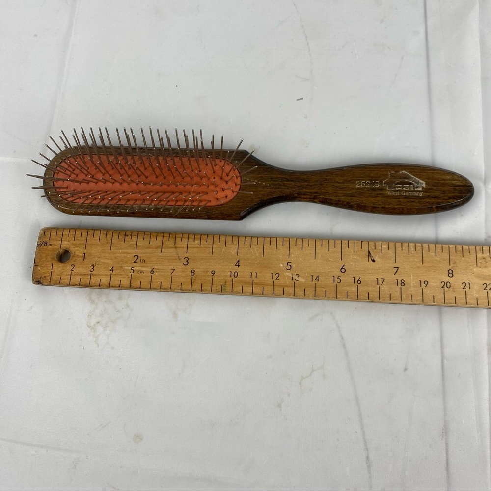 Vintage ESI West Germany Wood Hair Brush 25249 Metal Pin Cushion Brush